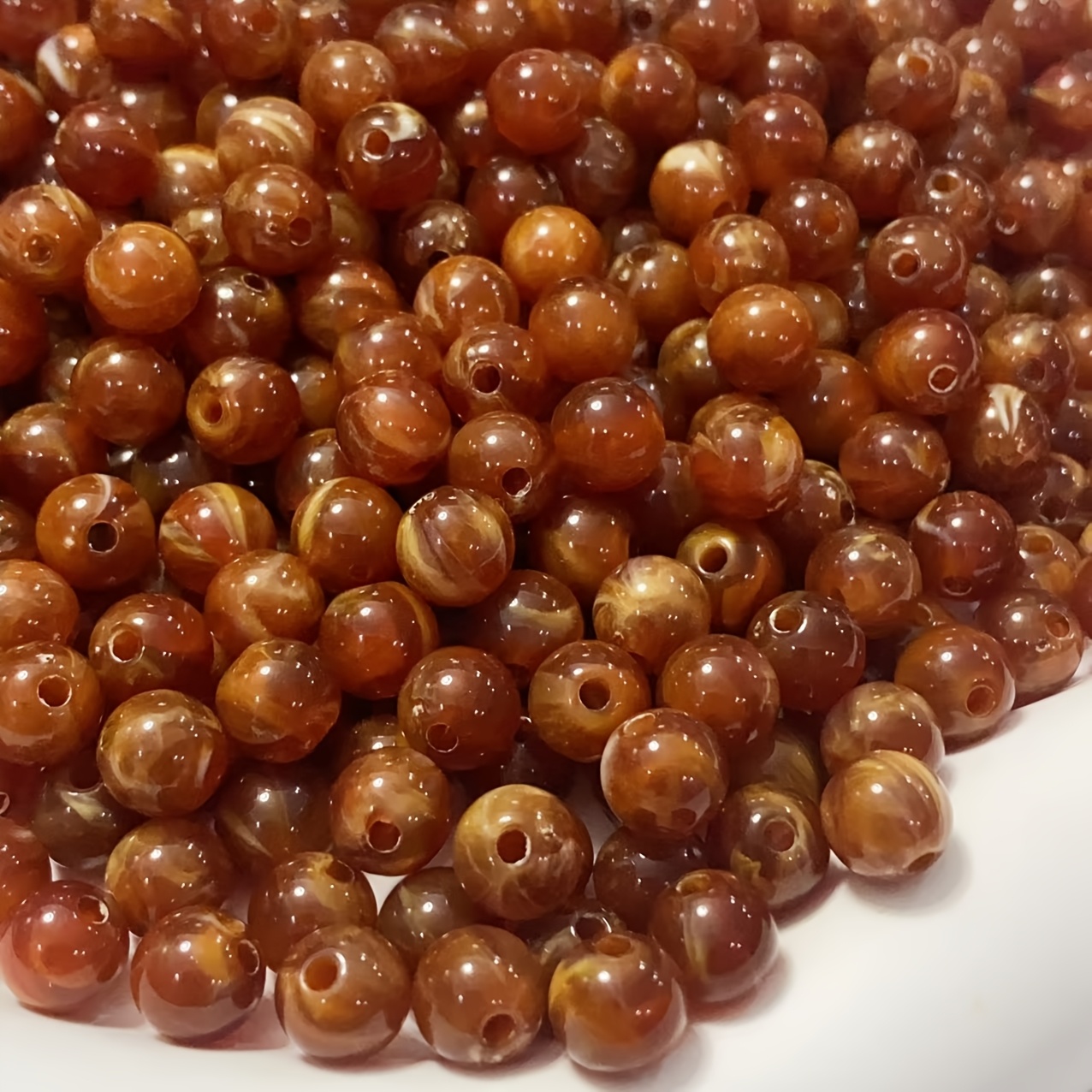 8mm Dark Brown & Two-Tone Imitation Agate Round Spacer Beads